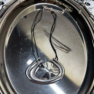 Chico's Silver Necklace with Black Cord